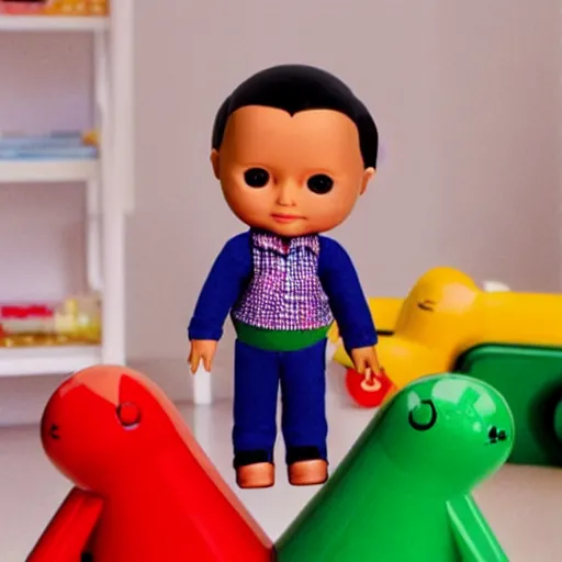 Prompt: doll of lee kuan yew for children from fisher price, colourful, Singapore children's toy
