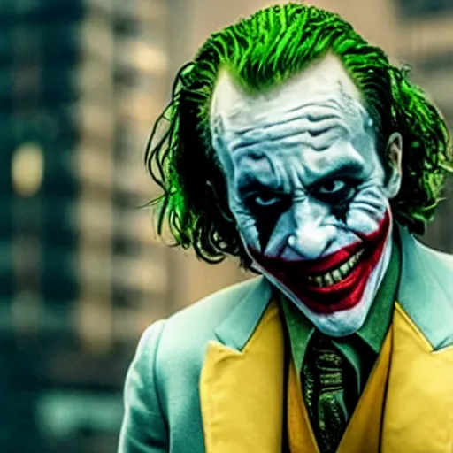 Image similar to film still of Ryan Reynolds as joker in the new Joker movie
