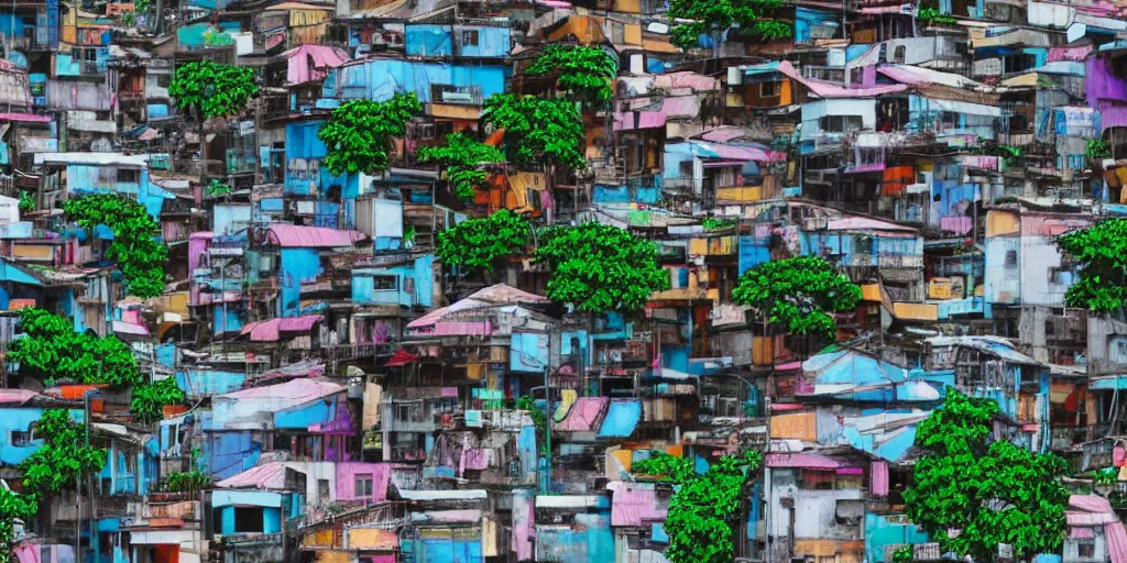 Prompt: brazilian favela, anime art style, studio ghibli, 4 k, 8 k
