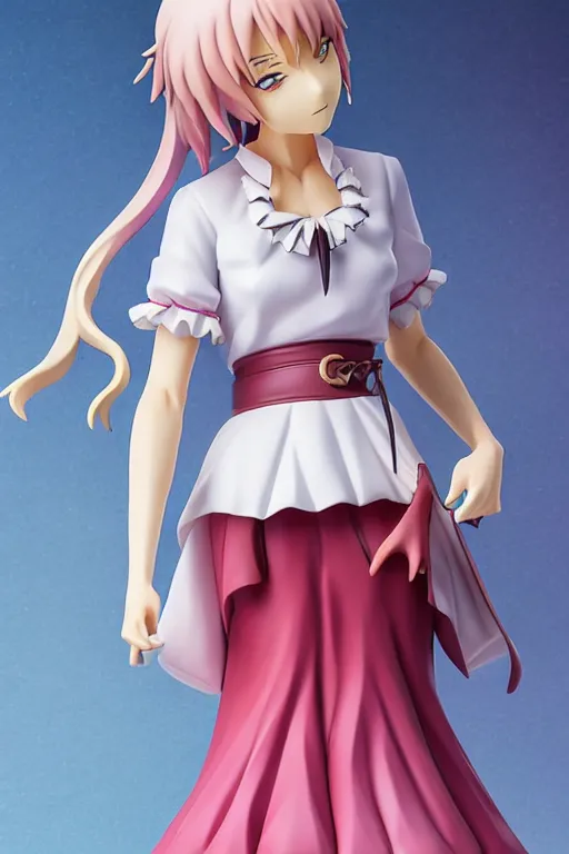 Image similar to figurine of guillotine wearing an elegant summer blouse, personification, official store photo, commercial photo, featured on amiami, lovecraftian, 8 k, 8 5 mm, beautiful composition