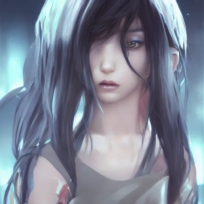 Image similar to symmetrical beautiful anime cyborg girl - by tom bagshaw, by ilya kuvshinov, rtx rendering, octane render 1 2 8 k, maya, extreme high intricate details by wlop, digital anime art by ross tran, medium shot, close up shot, composition by sana takeda, dramatic lighting by greg rutkowski, 8 k, trending on artstation