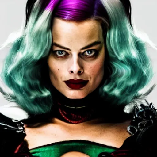 Image similar to margot robbie as jinx from arcane