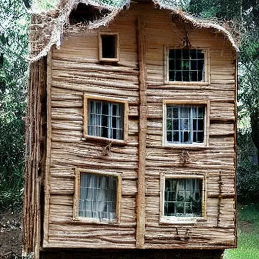 Image similar to a house made of a long hair and taxidermy parts