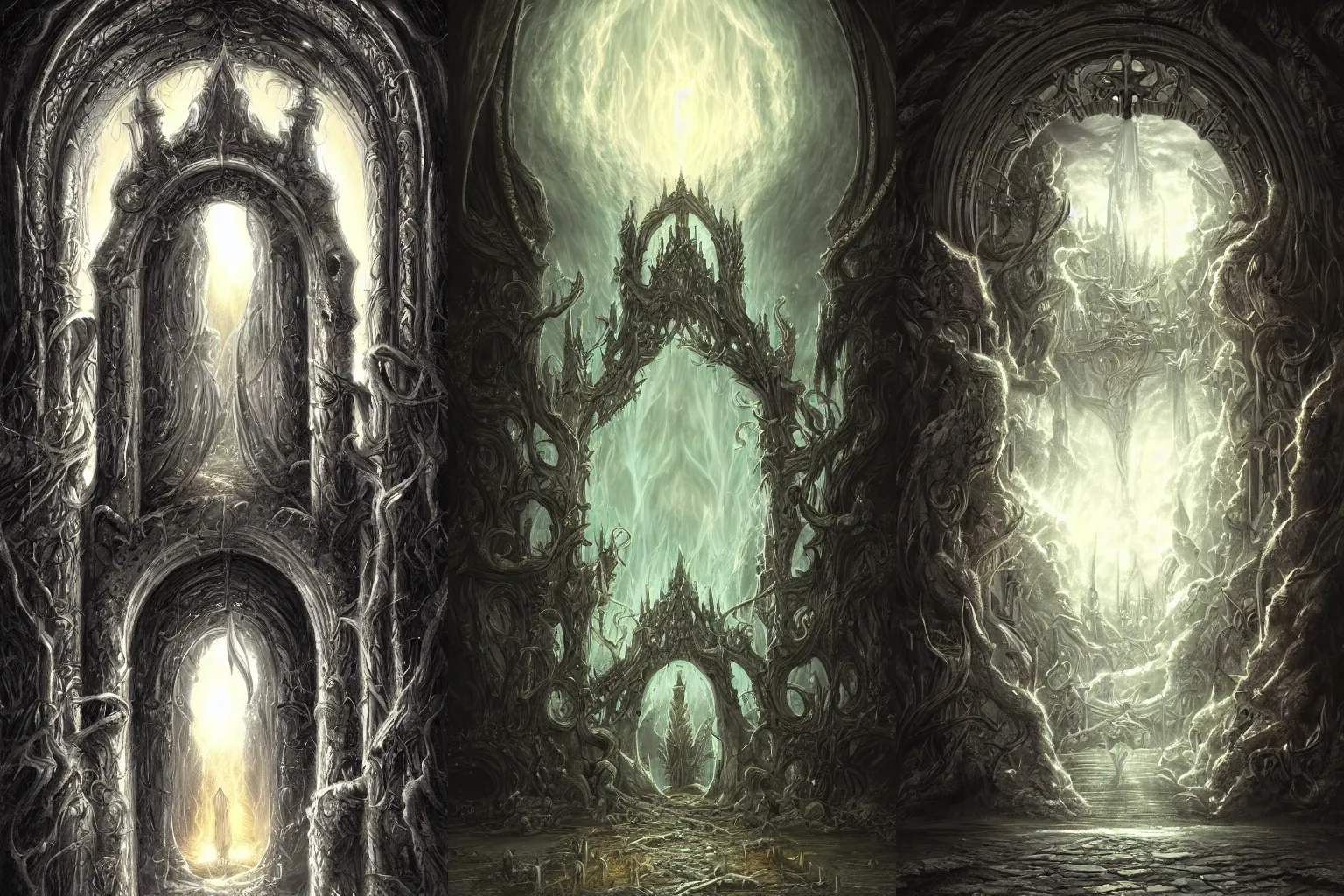 Prompt: the gate to the eternal kingdom of despair, fantasy, digital art, hd, detailed.