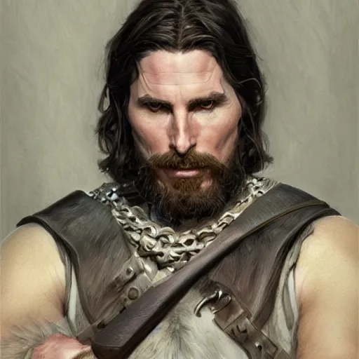 Prompt: Christian Bale as a Fantasy D&D character, clean shaved, portrait art by Donato Giancola and James Gurney, digital art, trending on artstation