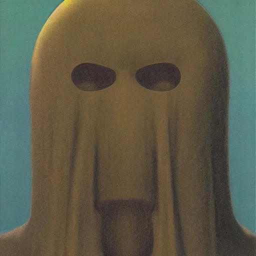 Image similar to portrait of a masked occultist by zdzisław beksinski and nc wyeth