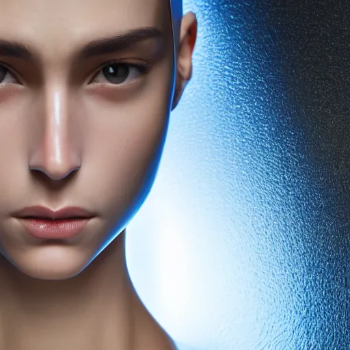 Image similar to portrait of a stunningly beautiful futuristic female robot, from the movie ex machina, depth of field, zeiss lens, detailed, symmetrical, centered, fashion photoshoot, by Annie Leibovitz and Steve McCurry, David Lazar, Jimmy Nelsson, Breathtaking, 8k resolution, extremely detailed, beautiful, establishing shot, artistic, hyperrealistic, beautiful face, octane render