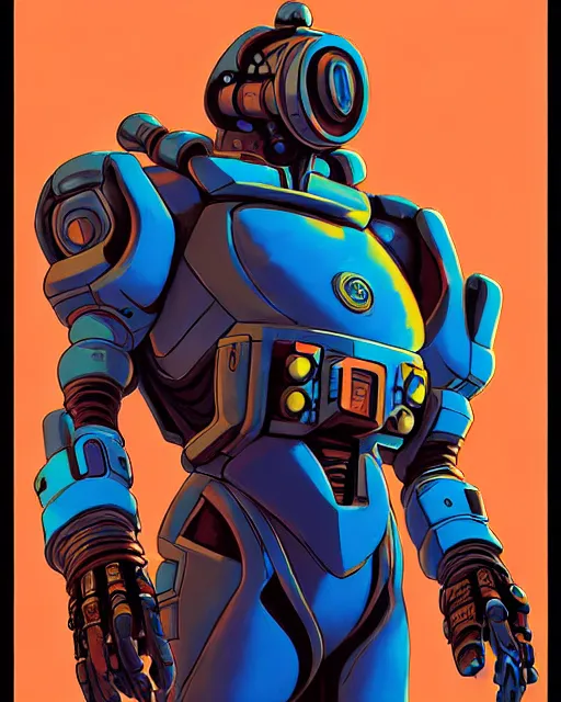 Image similar to sigma from overwatch, character portrait, portrait, close up, concept art, intricate details, highly detailed, vintage sci - fi poster, retro future, in the style of chris foss, rodger dean, moebius, michael whelan, and gustave dore