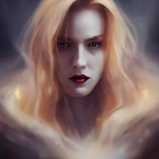 Prompt: majestic gracious regal aristocratic blonde female vampire portrait, atmospheric lighting, painted, soft rim light, menacing, intricate, volumetric lighting, beautiful, rich deep colours masterpiece, golden hour, sharp focus, ultra detailed, by leesha hannigan, ross tran, thierry doizon, kai carpenter, ignacio fernandez rios