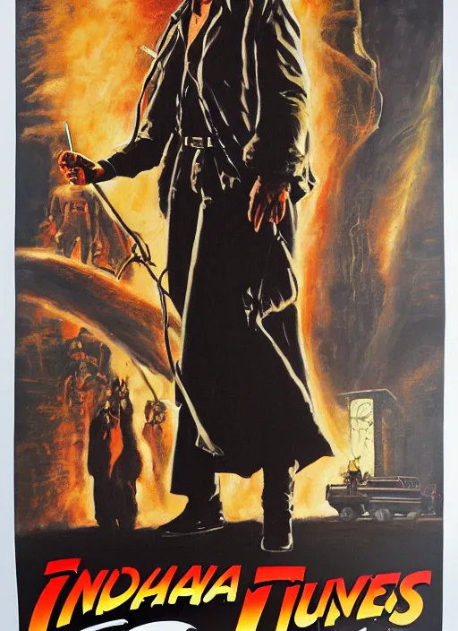 Prompt: 1 9 8 6 poster for indiana jones and the last crusade. oil on canvas. print.