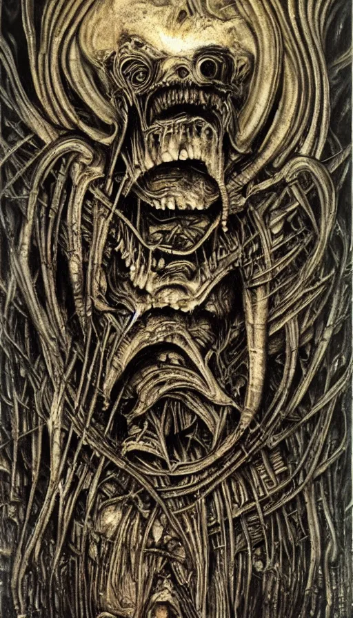 Image similar to rage, by hr giger