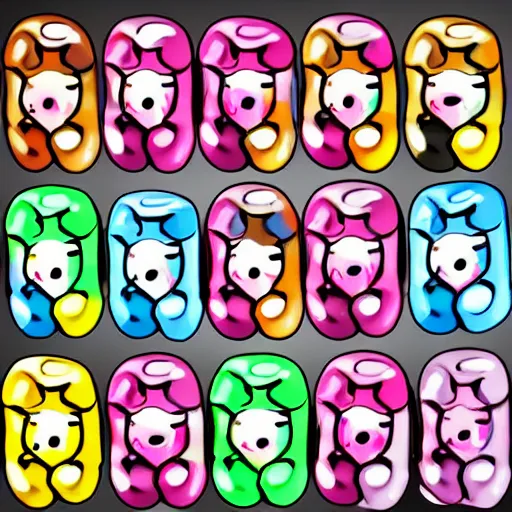 Prompt: happy marshmallow jelly beans cartoon art