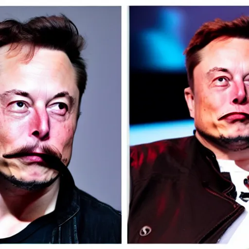 Image similar to Elon musk with a mustache in the style of salvador dalli