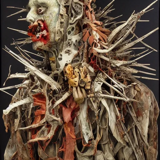 Image similar to zombie apocalypse by giuseppe arcimboldo, stanislaw szukalski and john chamberlain, detailed