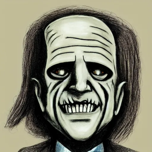 Image similar to grunge drawing of joe biden in the style of corpse bride