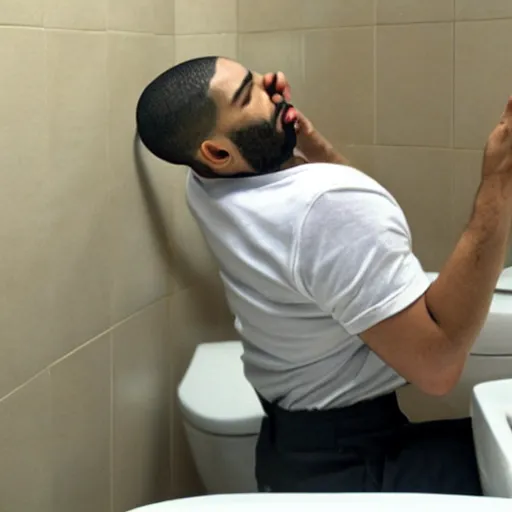 Image similar to drake farting in a toilet