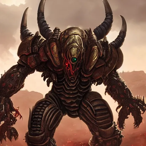 Image similar to armored insect monster from doom eternal