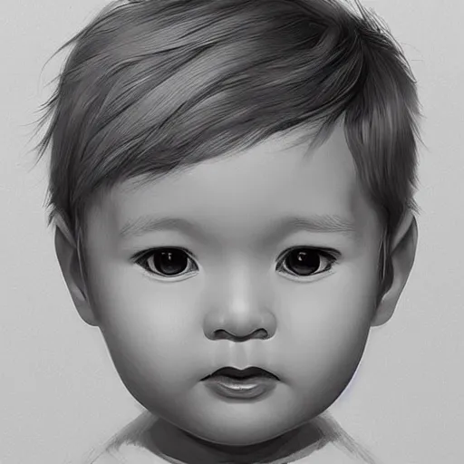 Image similar to super cute baby Harrison Ford, kawaii realistic portrait, by isabelle staub, by shin min jeong, by RossDraws, trending on artstation