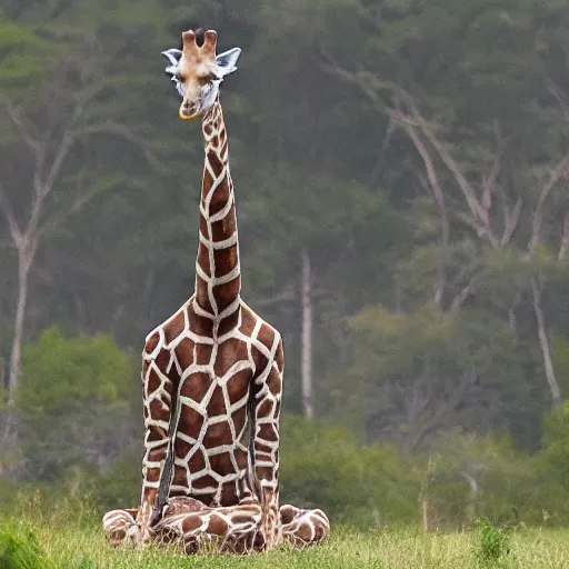 Image similar to a giraffe meditating