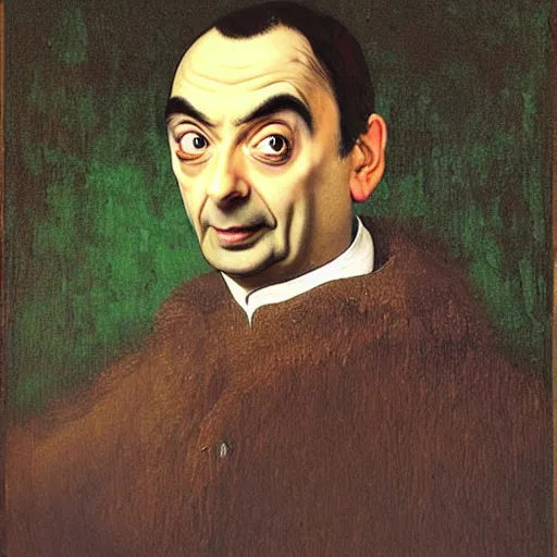 Image similar to a painting of Mr. Bean by Leonardo Da Vinci