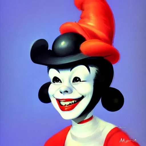 Image similar to a smiling mime, portrait, digital art, trending on artstation, vintage, retrofuturism, art by marc davis, marc davis artwork, poster