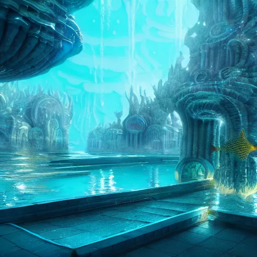 Image similar to ethereal magical underwater city, highly detailed, 4k, HDR, award-winning, octane render, artstation