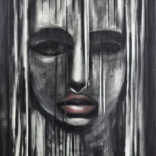 Prompt: a solemn simulacrum, trending on artstation, masterpiece, abstract black and white oil on canvas