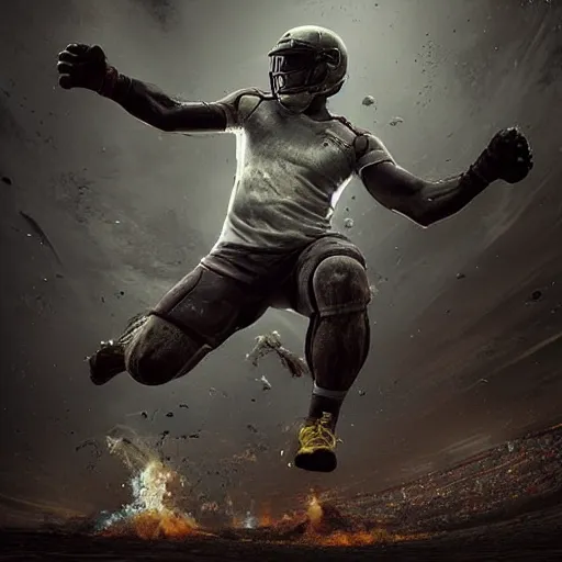 Prompt: “hyperrealistic mixed media high resolution image of athlete injuring their knee, stunning 3d render inspired art by István Sándorfi and Greg Rutkowski and Unreal Engine, perfect symmetry, dim volumetric lighting, 8k octane beautifully detailed render, post-processing, extremely hyper-detailed, intricate, epic composition, highly detailed attributes, highly detailed atmosphere, cinematic lighting, masterpiece, trending on artstation, very very detailed, masterpiece, stunning, flawless structure, lifelike texture, perfection,”