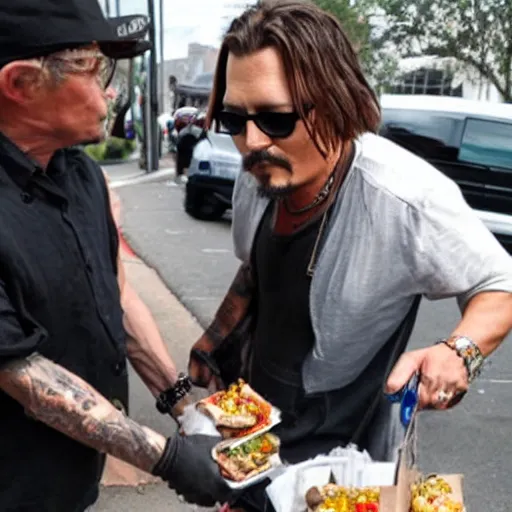 Image similar to johnny depp helping homeless people get food