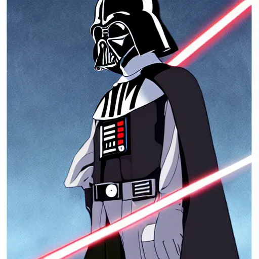 Image similar to Darth Vader as an anime character from Studio Ghibli. Beautiful. 4K.