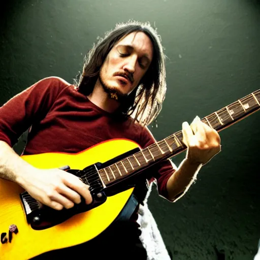 Prompt: john frusciante playing guitar under the bridge