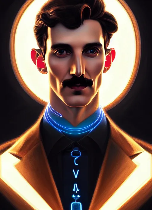 Prompt: symmetry!! portrait of nikola tesla male, chemisty, sci - fi, glowing lights!! intricate, elegant, highly detailed, digital painting, artstation, concept art, smooth, sharp focus, illustration, art by artgerm and greg rutkowski and alphonse mucha, 8 k