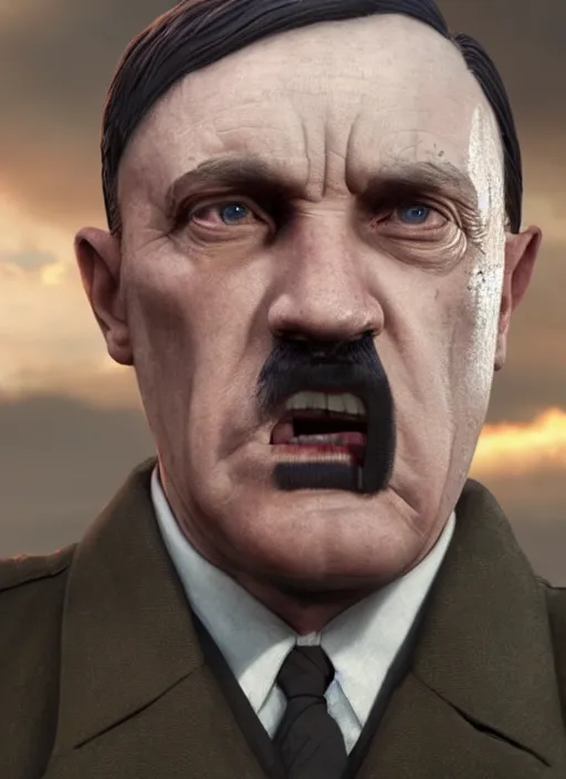 Prompt: a still of Hitler in the Thanos in Avengers Endgame, Thanos as Hitler face realistic, sigma male, accurately portrayed, rule for thirds, portrait art by alphonse mucha and greg rutkowski, highly detailed, digital painting, concept art, illustration, dim lighting with twilight rays of sunlight, trending on artstation, very detailed, smooth, sharp focus, octane render, close up