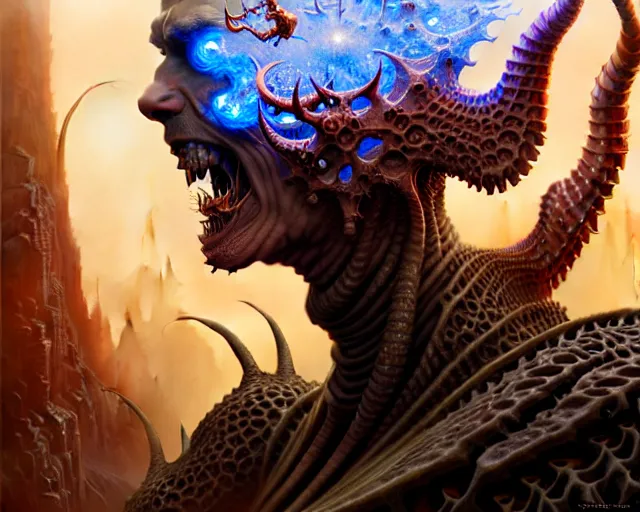 Image similar to the army of hell, fantasy character portrait made of fractals facing each other, ultra realistic, wide angle, intricate details, the fifth element artifacts, highly detailed by peter mohrbacher, hajime sorayama, wayne barlowe, boris vallejo, aaron horkey, gaston bussiere, craig mullins