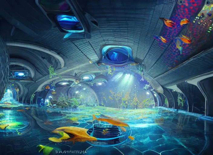 Image similar to favela spaceship cathedral, underwater environment, sorcery, scenery, professional, award - winning, trending on artstation, hyper detailed, realistic, beautiful, emotional, shiny, colorful, picture