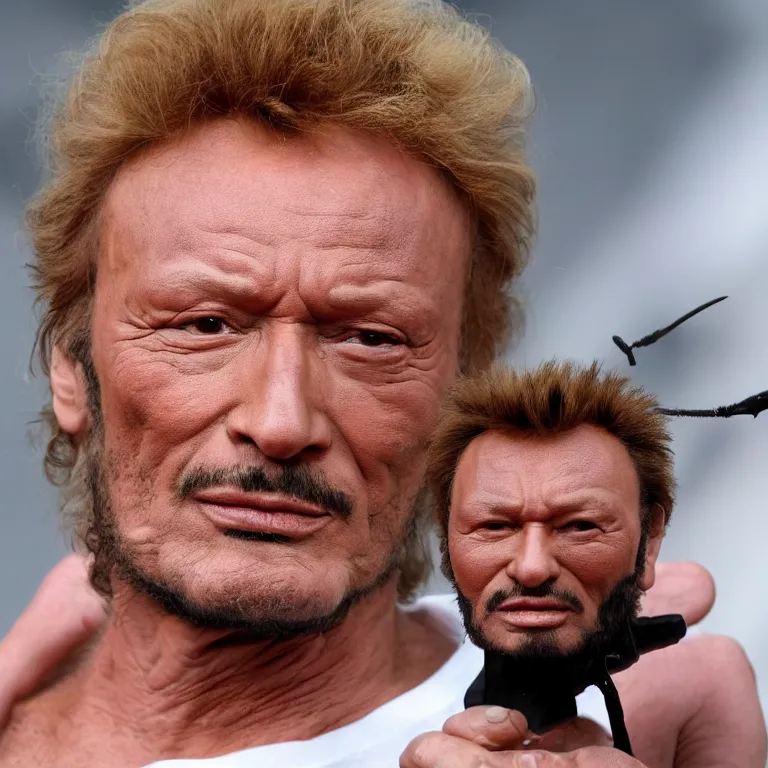 Image similar to an ant with the face of johnny hallyday