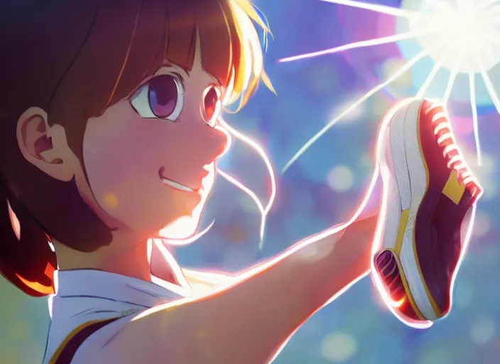 Prompt: closeup portrait of ochaco uraraka from my hero academia taking a selfie with her shoe collection, sunny, bright, reflections, intricate, sharp focus, lens flare, bloom, illustration, highly detailed, digital painting, concept art, matte, art by ruan jia and wlop and greg rutkowski, masterpiece