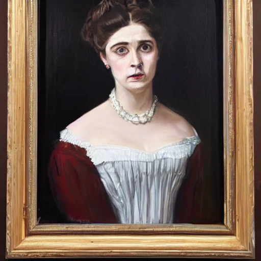 Image similar to portrait of victorian lady, oil, expression