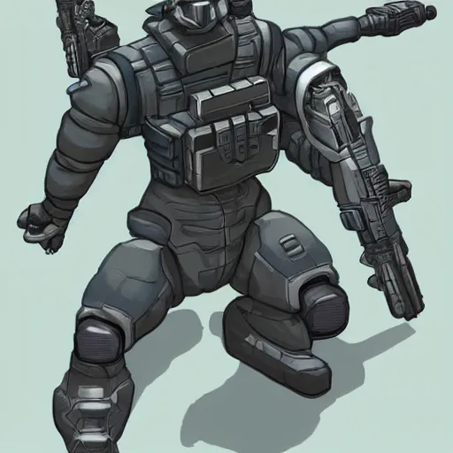 Prompt: original nano cyber mercenary soldier isometric character commission concept art trending on artstation