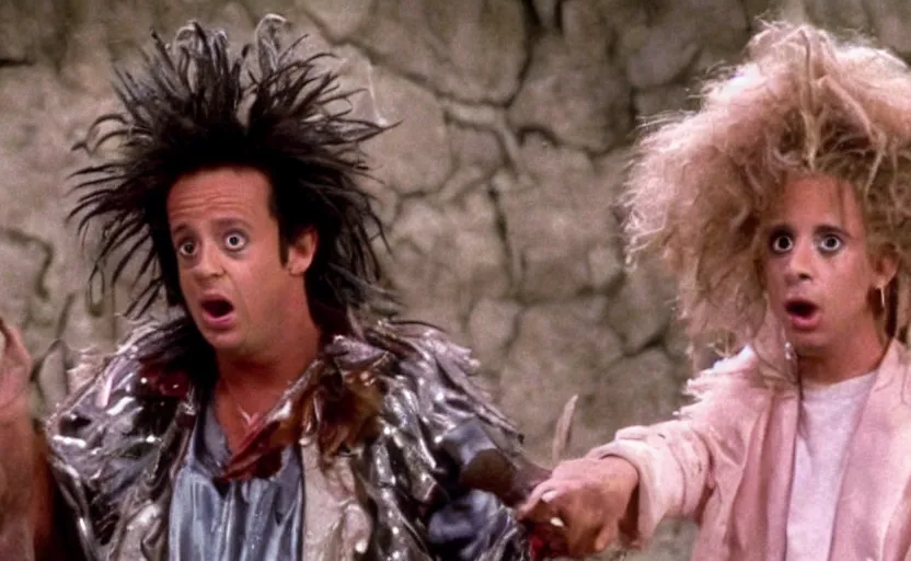 Prompt: a still of pauly shore in labyrinth ( 1 9 8 9 ),