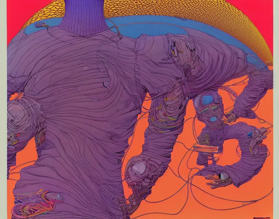 Image similar to ( ( ( ( the end ) ) ) ) by mœbius!!!!!!!!!!!!!!!!!!!!!!!!!!!, overdetailed art, colorful, artistic record jacket design