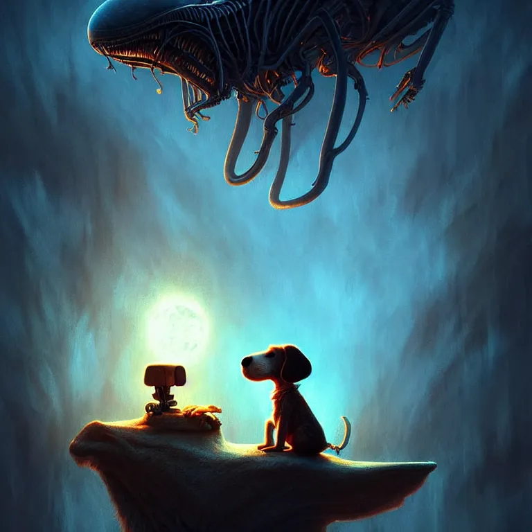 Prompt: epic professional digital art of alien snoopy, atmospheric lighting, painted, intricate, detailed, by leesha hannigan, wayne haag, reyna rochin, ignacio fernandez rios, best on artstation, cgsociety, epic, stunning, gorgeous, much wow, cinematic, masterpiece