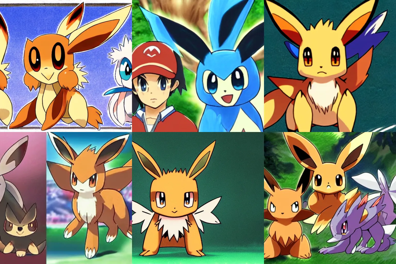 Prompt: a new evolution for Eevee by Pokemon designer Ken Sugimori