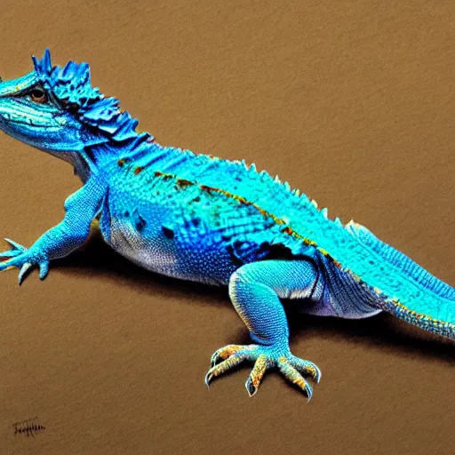 KREA - a blue bearded dragon, hq, photorealistic