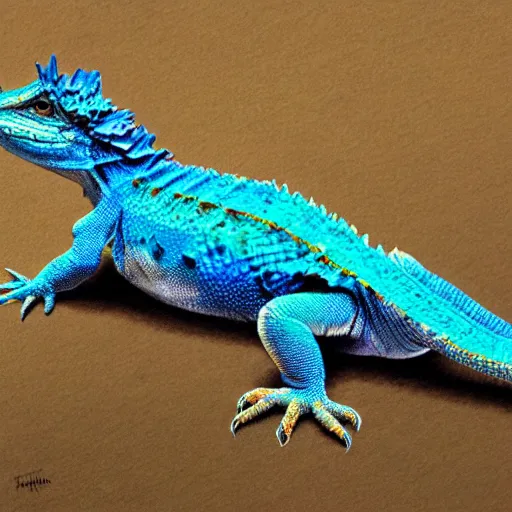 Image similar to a blue bearded dragon, hq, photorealistic