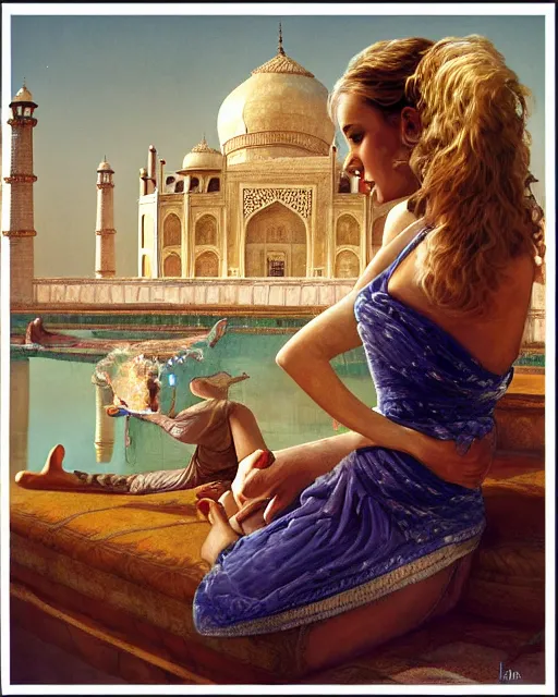 Image similar to tuesday weld visits the taj mahal by charlie bowater, by francine van hove, by alex horley, by tom chambers, by slim aarons