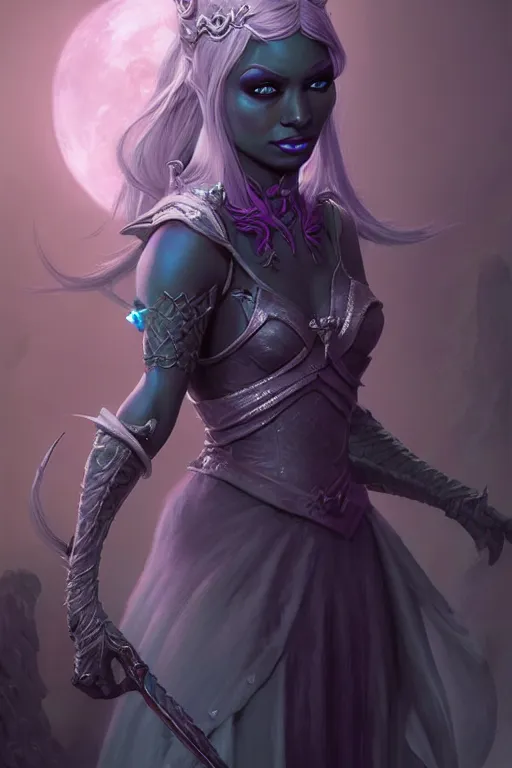 Image similar to drow princess, highly detailed, d & d, fantasy, highly detailed, digital painting, trending on artstation, concept art, sharp focus, illustration, global illumination, ray tracing, realistic shaded, art by artgerm and greg rutkowski and thomas cole and wayne barlowe