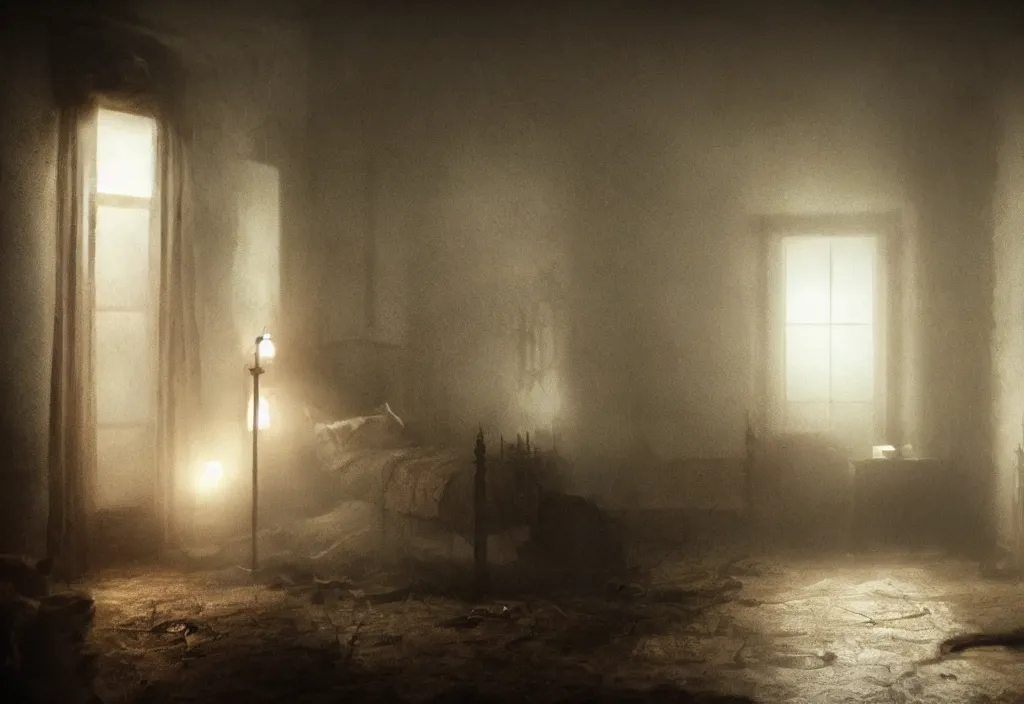 Image similar to eldritch shadows ghosts in a room of a haunted house. realistic, cinematic lighting, octane tender, dark - art