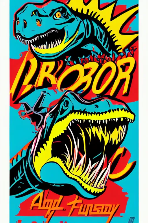 Image similar to dinosaur 7 6 retro futurist illustration art by butcher billy, sticker, colorful, illustration, highly detailed, simple, smooth and clean vector curves, no jagged lines, vector art, smooth andy warhol style