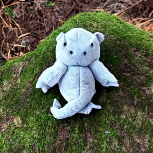 Image similar to plush tardigrade doll in the arms of an angel. Cute water bear. Adorable moss piglet.